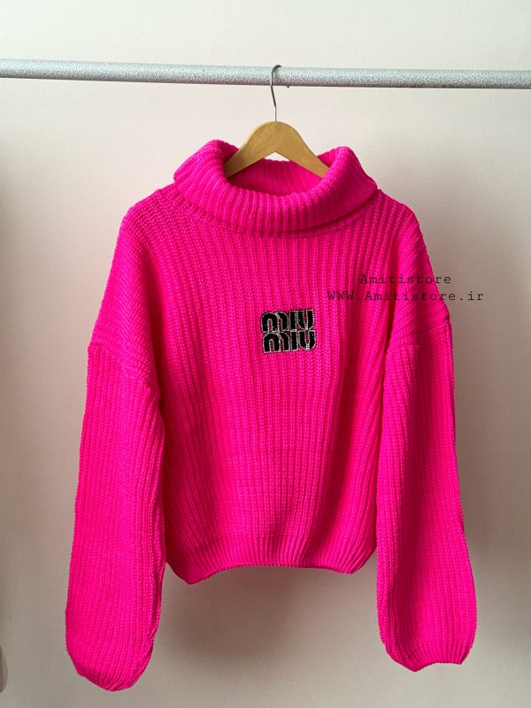 بافت شبرنگ یقه اسکی miumiu کد A4 - تصویر 4