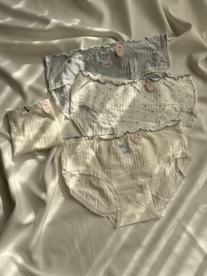 پک شورت نخی عروسکی آبی کمرچین