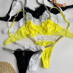 ست سوتین دانتل مژه ای بند نگیندار