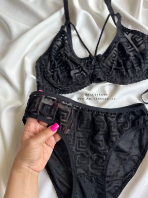 ست سوتین توری دوشورته طرح ورساچه کد 1368 6 IMG 0001