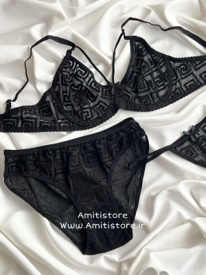 ست سوتین توری دوشورته طرح ورساچه کد 1368